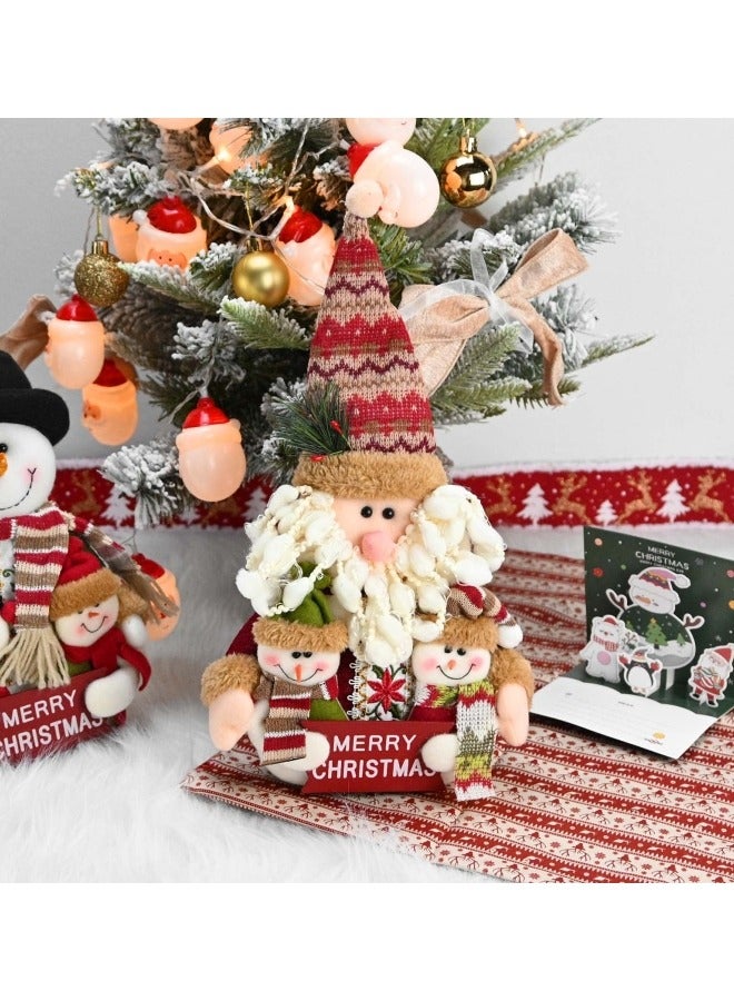 CCOVERY Christmas Plush Family Tabletop Decoration, Traditional Plush Doll Toys, Christmas Figurines Ornament - Image 3