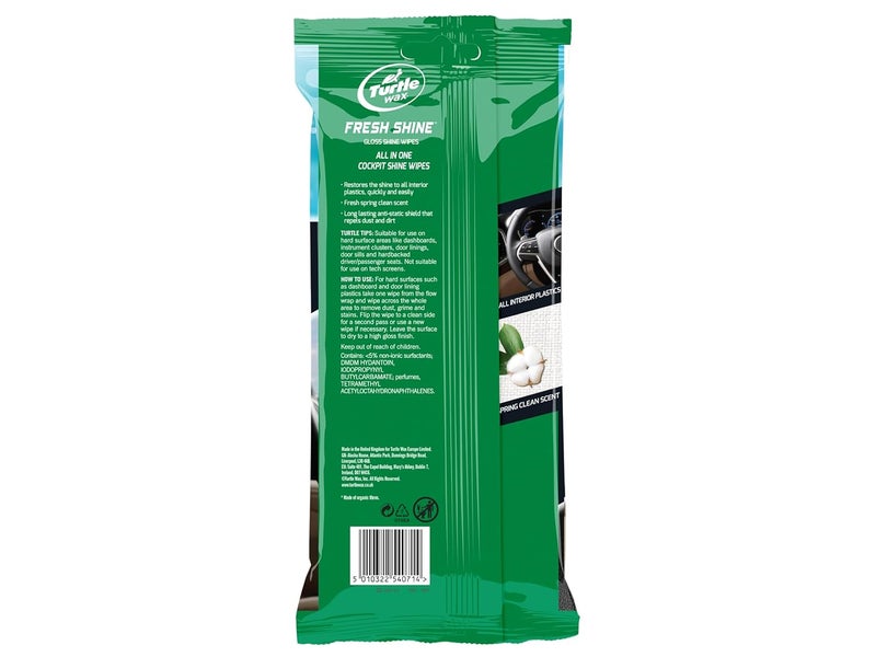 TurtleWax مناديل تيرتل واكس متعددة الاستخدامات لداخل السيارة (مناديل لامعة برائحة منعشة) - Image 2