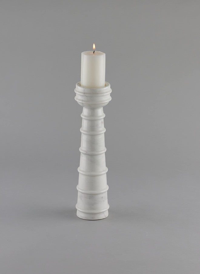 Stone Essential Nora Marble Pillar Candle Holder Stand for Table, Home Decoration, Festive Decor and Corporate Gift - Image 2