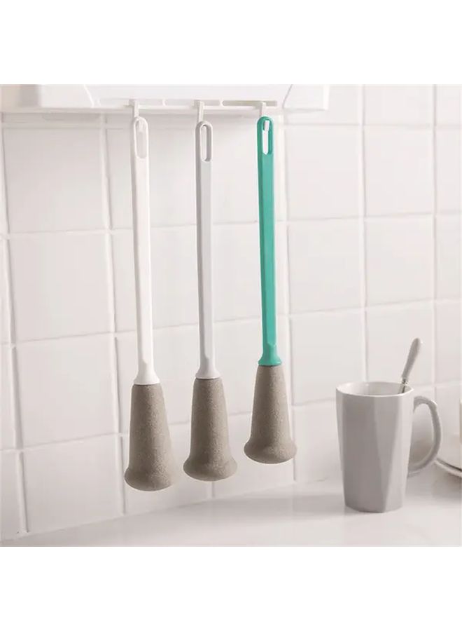 White Scandinavian Long Handle Bottle Cup Sponge Brush Ergonomic Plastic Cleaning - Image 3