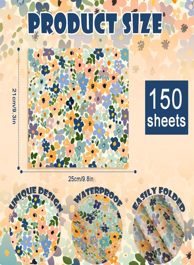 Fabllewavi 150 Sheets Boho Floral Wax Paper for Food Deli, 9.8 x 8.3 inch Watercolor Boho Floral Patterns Greaseproof Deli Sheets for Sandwich Picnic Basket Liner Irish Party Supplies - Image 2