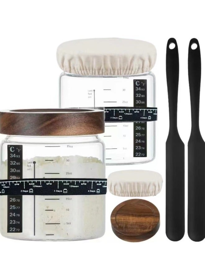 Hot Sale 35OZ Sour Bread Fermentation Bottle Thick Glass Bottle With Lid Dough Baking Package Supplies-Specifications:One-piece Set, Including All The Accessories In The Picture (6-piece Set) - Image 2
