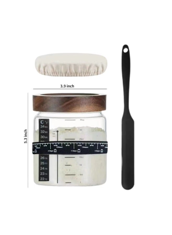 Hot Sale 35OZ Sour Bread Fermentation Bottle Thick Glass Bottle With Lid Dough Baking Package Supplies-Specifications:One-piece Set, Including All The Accessories In The Picture (6-piece Set) - Image 1