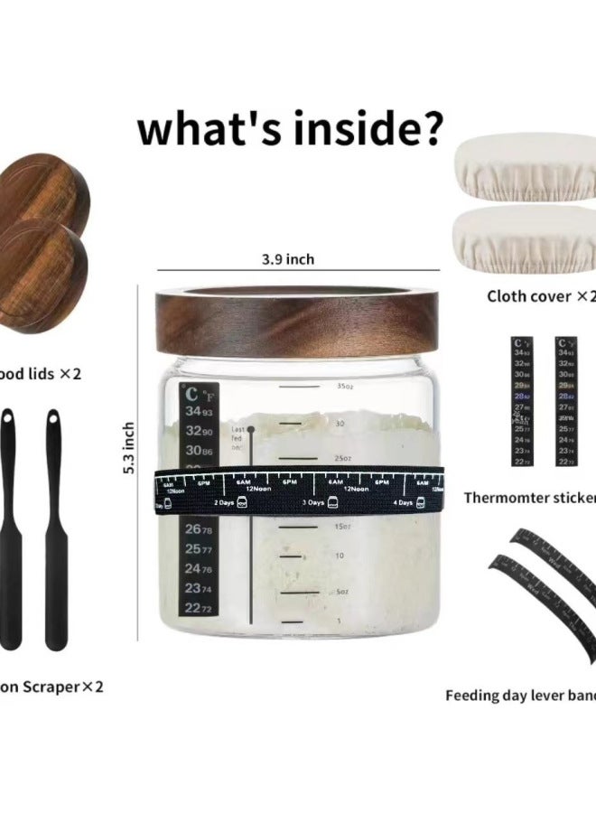 Hot Sale 35OZ Sour Bread Fermentation Bottle Thick Glass Bottle With Lid Dough Baking Package Supplies-Specifications:One-piece Set, Including All The Accessories In The Picture (6-piece Set) - Image 4