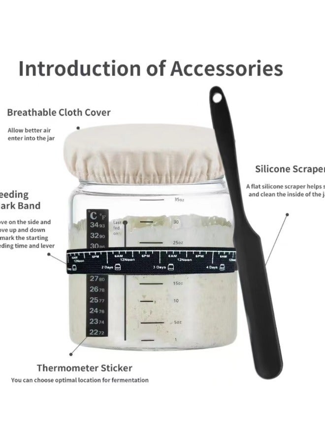 Hot Sale 35OZ Sour Bread Fermentation Bottle Thick Glass Bottle With Lid Dough Baking Package Supplies-Specifications:One-piece Set, Including All The Accessories In The Picture (6-piece Set) - Image 5