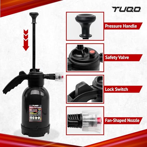 TUQO MS50 Portable Foam Sprayer | Hand Powered | Professional Series | Heavy Pressure | 3 Nozzles & Pressure Release Lever | Ideal for Car, Bike Wash & Liquid Spray Applications - Image 3