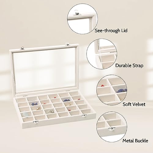 Stratalife Jewelry Organizer Stackable Earring Organizer Tray with Lid Jewelry Storage Tray for Earring Necklace Drawer Display Idea for Mom from Daughter (30 Grids) - Image 2