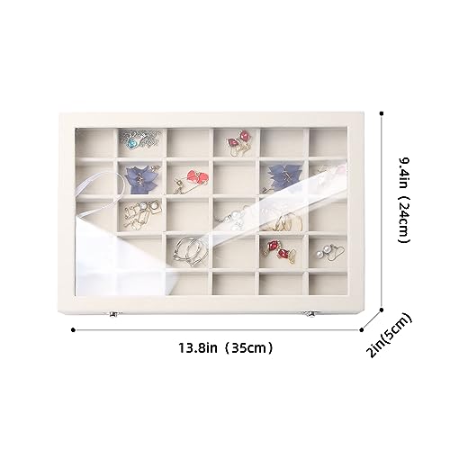 Stratalife Jewelry Organizer Stackable Earring Organizer Tray with Lid Jewelry Storage Tray for Earring Necklace Drawer Display Idea for Mom from Daughter (30 Grids) - Image 5