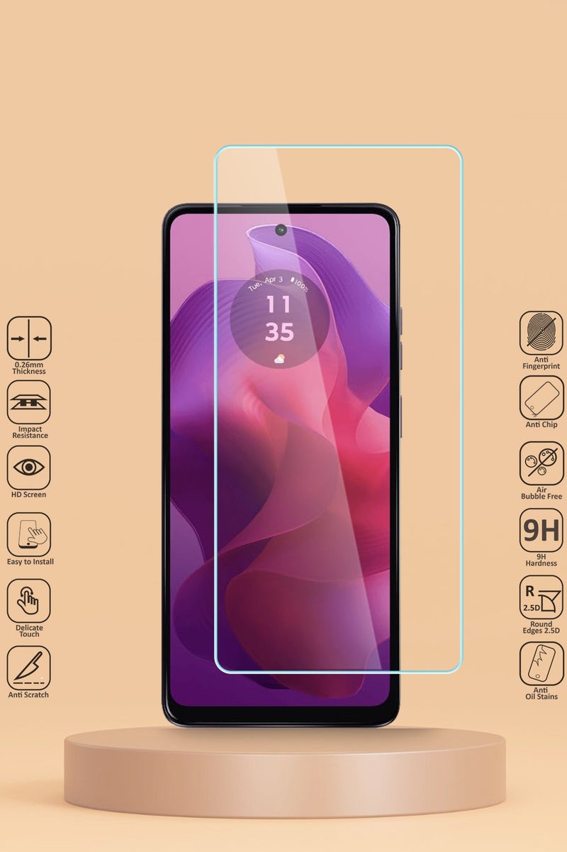 HD Tempered Glass Screen Protector for Motorola Moto G24 - Anti Reflection Anti Bubbles 9H Hardness 0.33 mm Rounded Edges Easy Installation