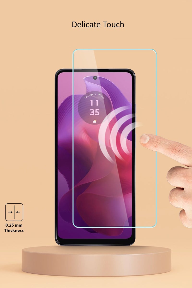 HD Tempered Glass Screen Protector for Motorola Moto G24 - Anti Reflection Anti Bubbles 9H Hardness 0.33 mm Rounded Edges Easy Installation