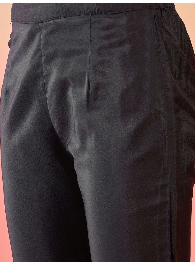 أيه كيه إس طقم كورتا حرير أسود مع ياقة جاكار ودوباتا - Image 3