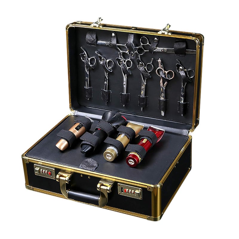 CNCEST CNCEST Barber Carrying CaseLarge Barber Beauty Salon Tool Kits StoragePortable Travel Carry Case Hairdresser for Hair Stylist Pet Groomer Gold 