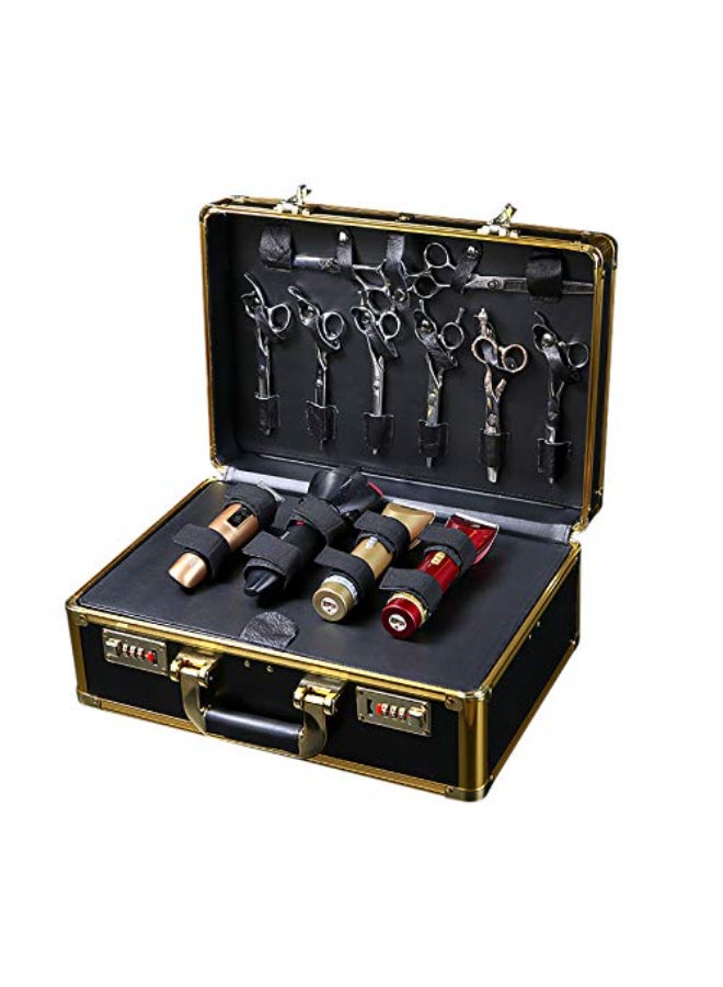 CNCEST Barber Carrying CaseLarge Barber Beauty Salon Tool Kits StoragePortable Travel Carry Case Hairdresser for Hair Stylist Pet Groomer Gold - Image 1