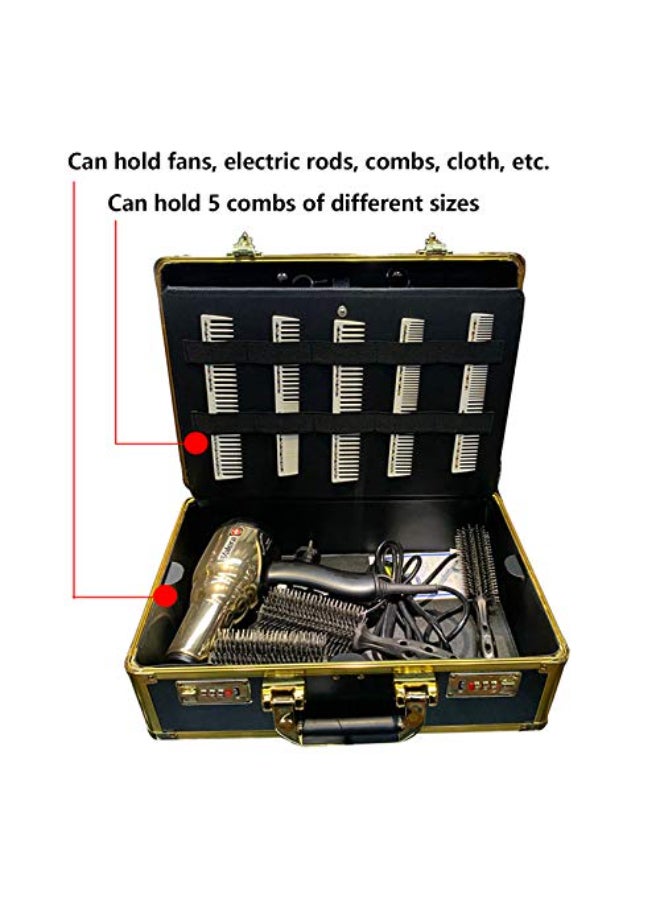CNCEST Barber Carrying CaseLarge Barber Beauty Salon Tool Kits StoragePortable Travel Carry Case Hairdresser for Hair Stylist Pet Groomer Gold - Image 4