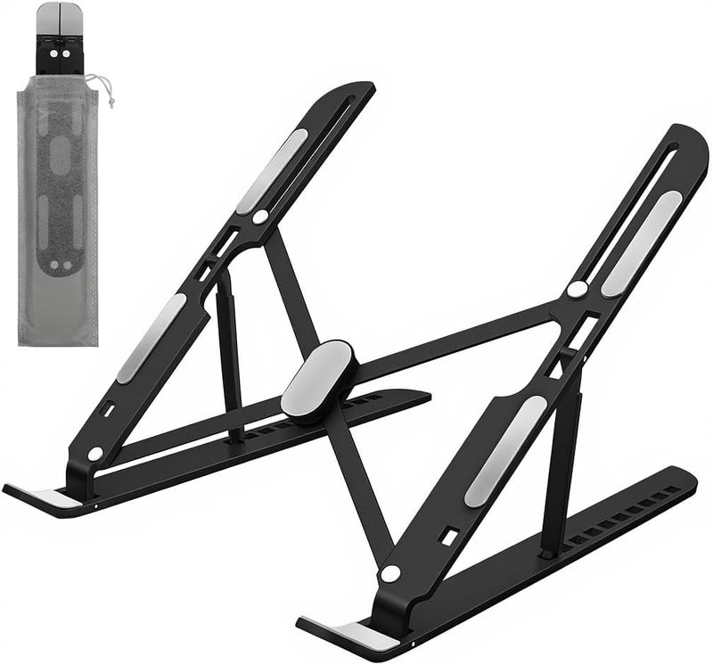 ELEPHANTBOAT Laptop Riser Stand, Ergonomic Adjustable Laptop Holder Desk Support with 10 Height Levels, Anti-Slip & Heat Dissipation Design, Folding Notebook Stand with for Desk & Office - Image 1