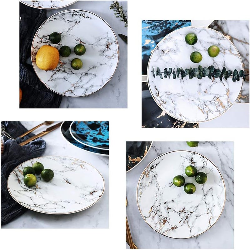 Coffeezone Slight Gold Inlay Fashion Marble Design Porcelain Dessert Plates Set of 4 Slight Gold 8 inches - Image 5