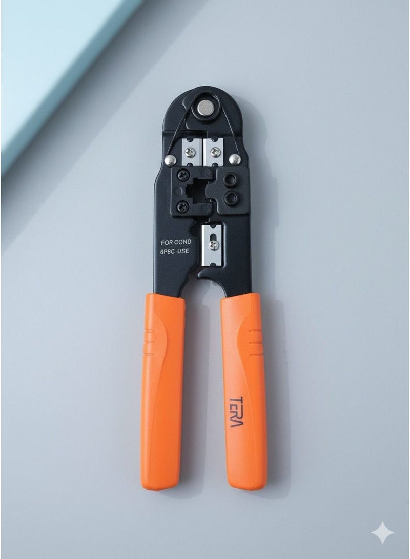Multifunctional RJ45 Crimping Tool, Network Cable Cutter, Orange and Black, Compatible with RJ45 Connectors, Professional Ethernet Cable Crimping Tool with Ergonomic Handle - Image 1