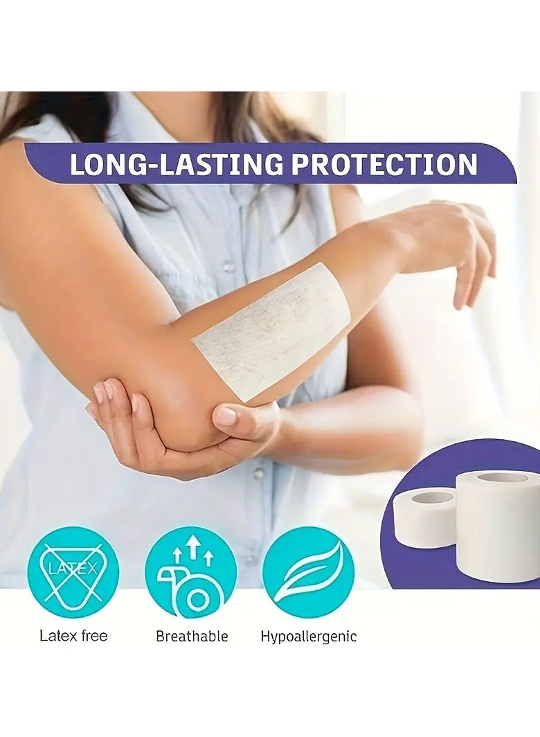 Ucanbe 2pcs Ultra-Soft Hypoallergenic Surgical Tape, Invisible Heel Pads for Women, Sandal & High Heel Foot Protection, Non-Woven Breathable Tape, Skin-Friendly & Long-Lasting Adhesive Rolls for Secure Wound Care - Image 3