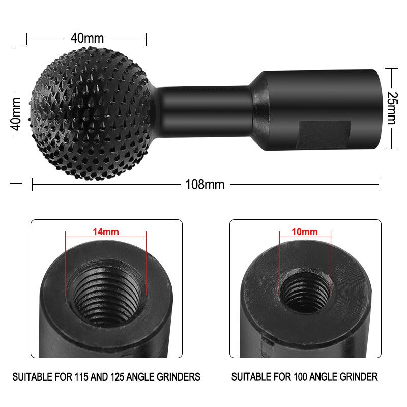 Supply of angle grinder ball grinding head ball chisel ball knife ball file grinding head woodworking grinding production(Angle grinder spherical grinding head-interface 14mm) - Image 3