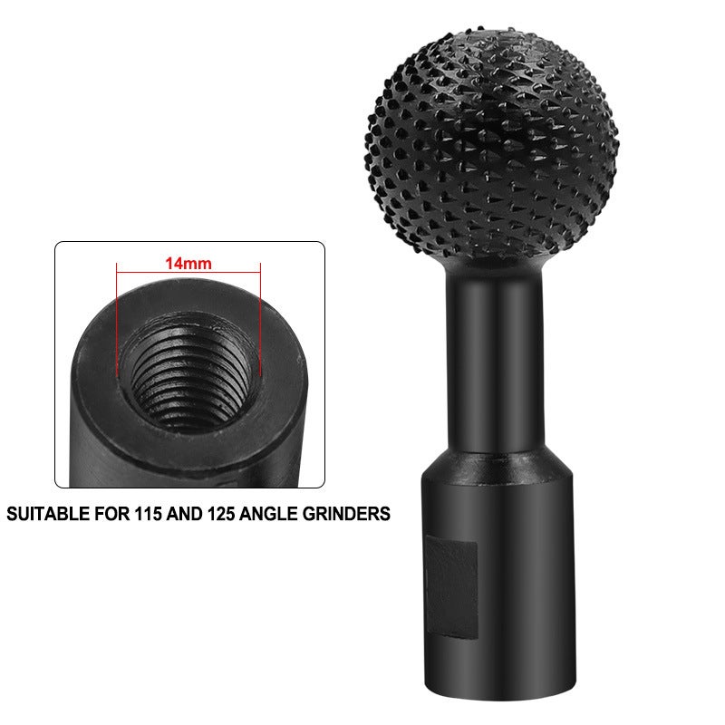 Supply of angle grinder ball grinding head ball chisel ball knife ball file grinding head woodworking grinding production(Angle grinder spherical grinding head-interface 14mm) - Image 1