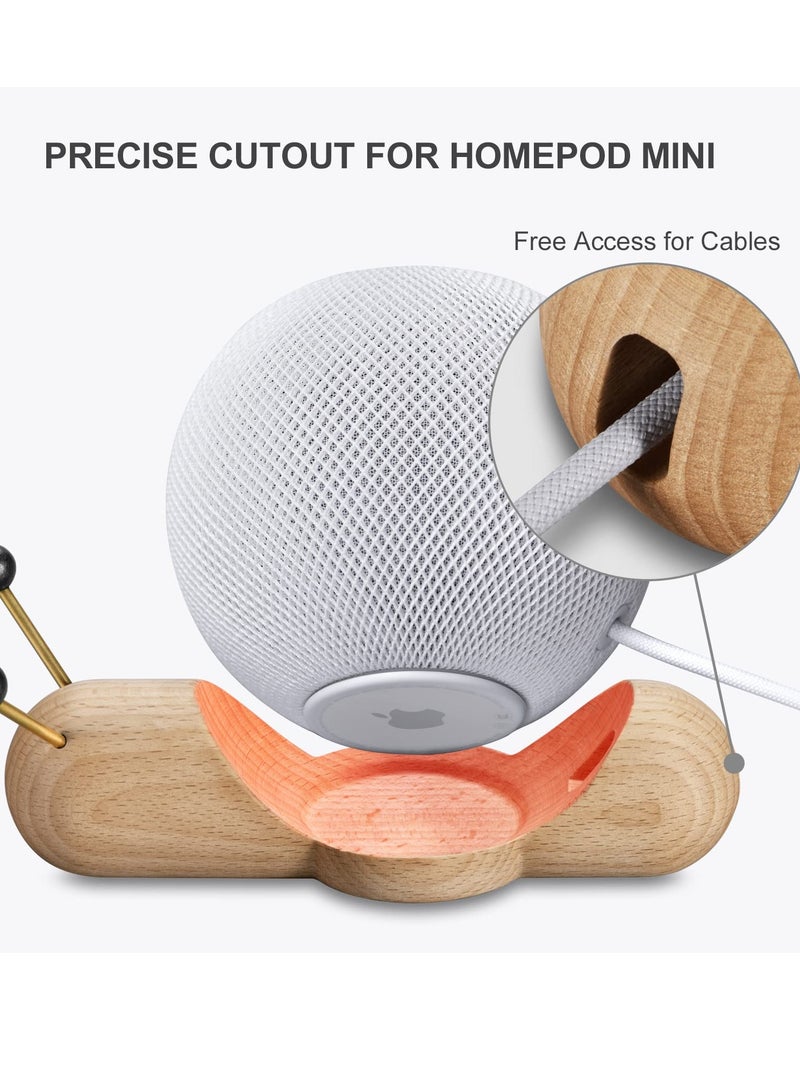 Speaker Stand for Apple Home Pod Mini Speaker, Non-slip Wood Snail Desk Stand Specially Designed for Apple Home Pod Mini, Cute Looking for Home Office Desktop Decoration - Image 3