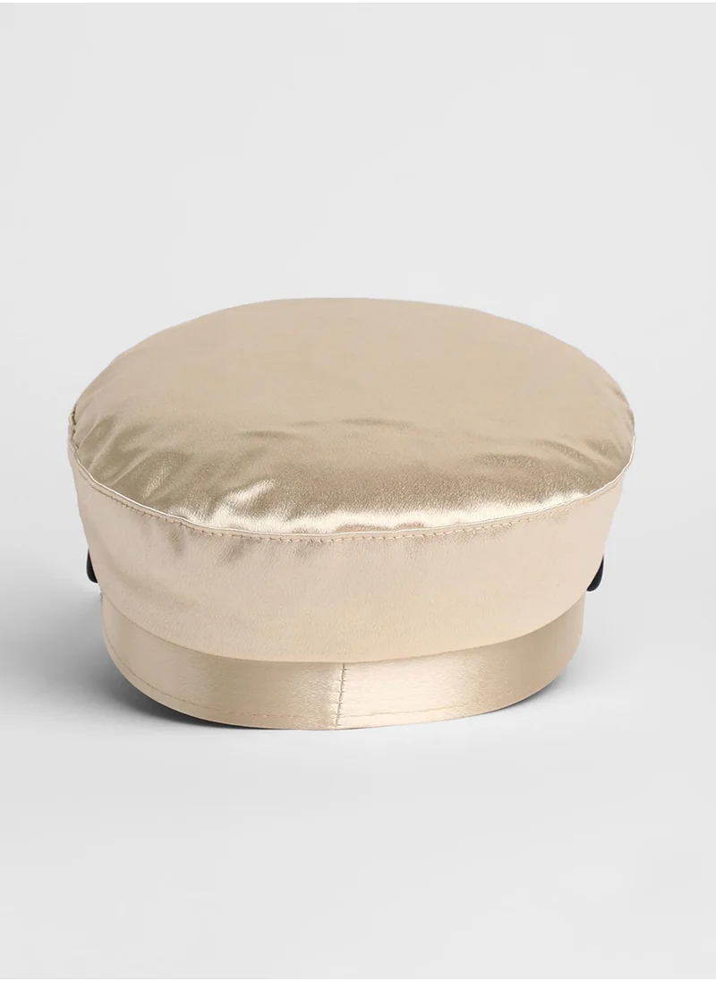 صوص هاوت Embellished Satin Bakerboy Cap - Saltbox Beige
