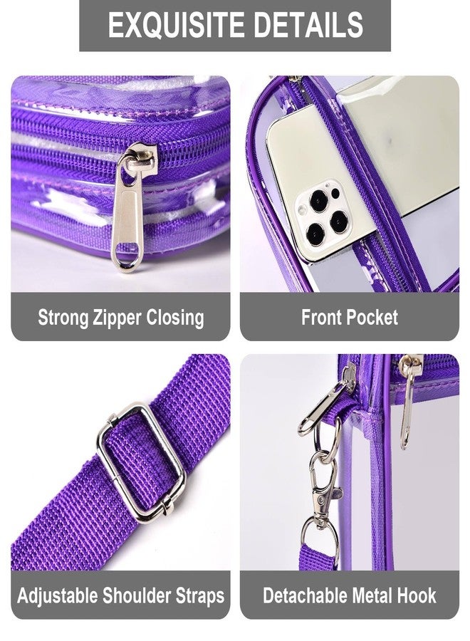 Fibrdoo Clear Crossbody Purse Bag, Clear Bag Stadium Approved with Front Pocket for Concerts Sports Festivals (Purple-small) - Image 4