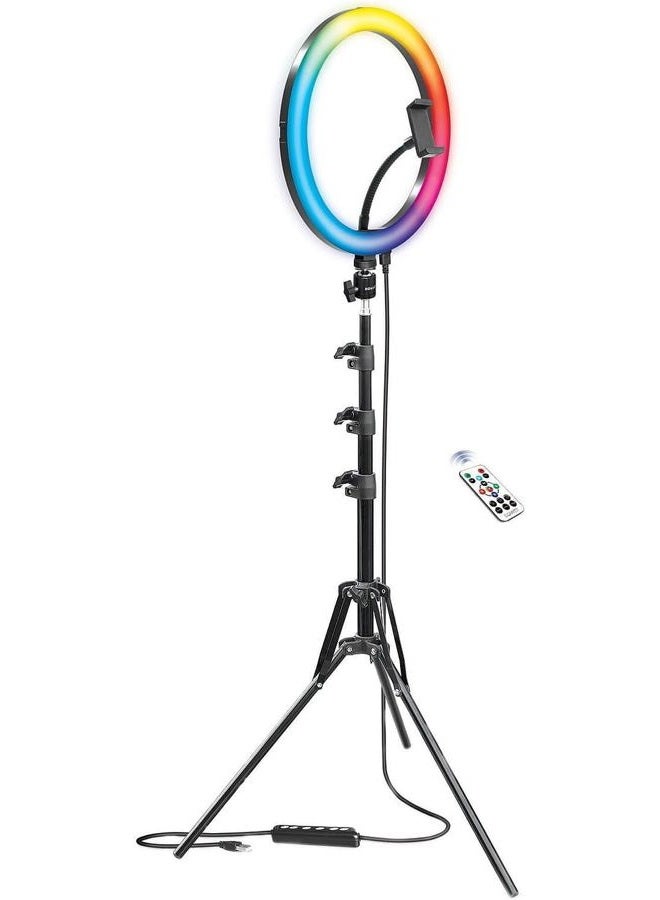 Bower 12-inch RGB LED Selfie Ring Light Studio Kit - Adjustable Brightness, 9 RGB and 3 White Light Modes, 7 Special Effects, with Tripod and Wireless Remote for Professional Photos and Videos  - Image 2