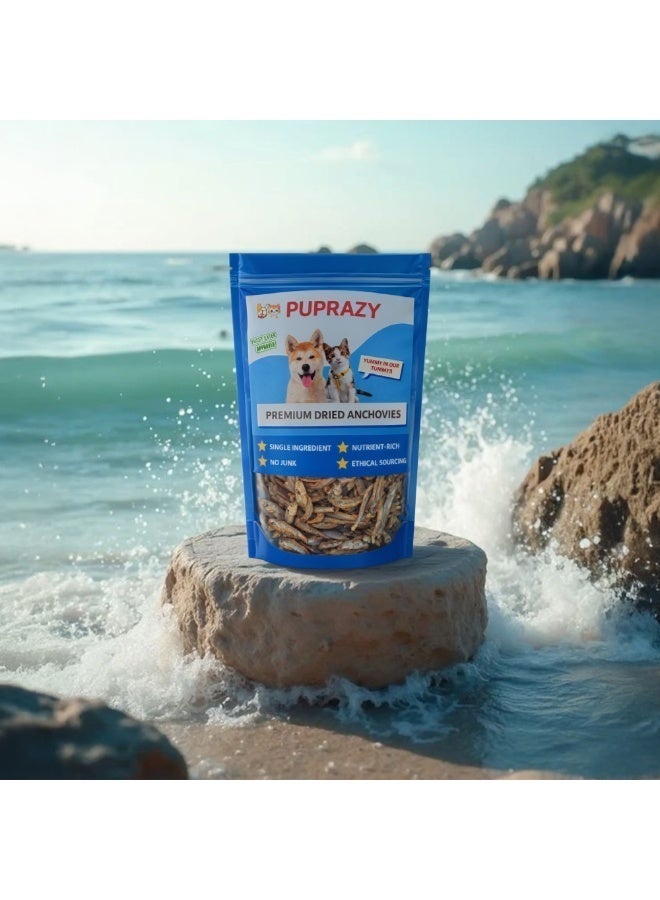 PUPRAZY Dehydrated Anchovies for Dogs & Cats | Single-Ingredient Fish Treats | Omega-3 Rich | Grain-Free High-Protein Training Snacks - Image 3