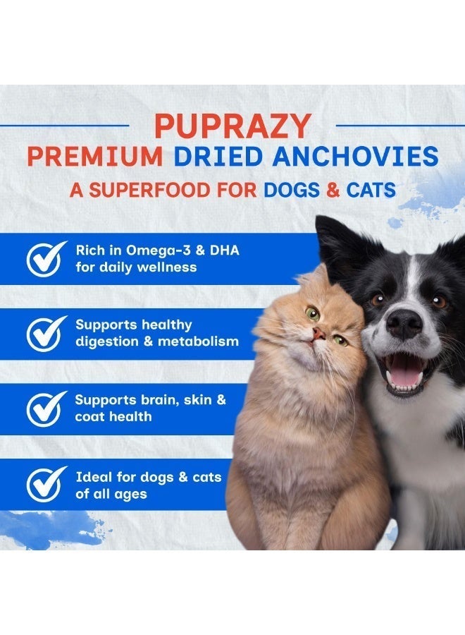 PUPRAZY Dehydrated Anchovies for Dogs & Cats | Single-Ingredient Fish Treats | Omega-3 Rich | Grain-Free High-Protein Training Snacks - Image 2
