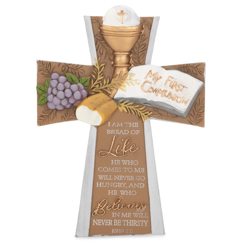 Dicksons My First Communion Cross Gold Tone 4 x 5.5 Resin Stone Tabletop Figurine - Image 3