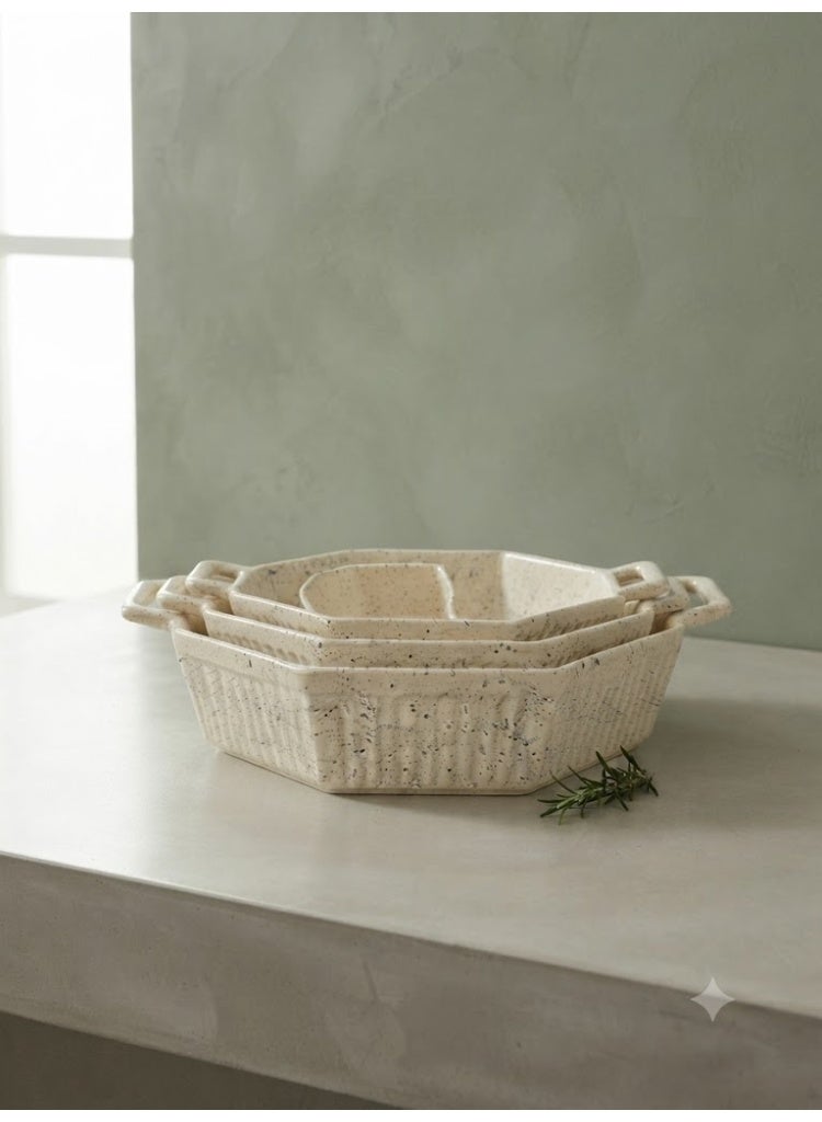 3-Piece Hexagonal Porcelain Oven Baking Dish Set - Image 4