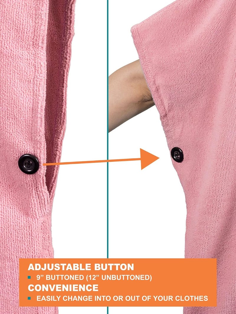 Suncube SUN CUBE Surf Poncho Changing Robe with Hood | Absorbent Quick Dry Microfiber Wetsuit Changing Towel with Pocket for Surfing Men Women, Pink, One size - Image 5