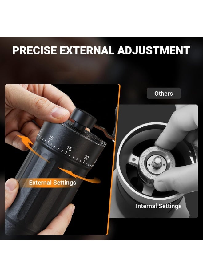 Mini manual coffee grinder with 40 adjustable grind settings, portable hand-cranked coffee bean grinder, 30g capacity, conical grinder with crank, suitable for travel, camping, office, espresso, pour-over coffee, etc. - Image 4