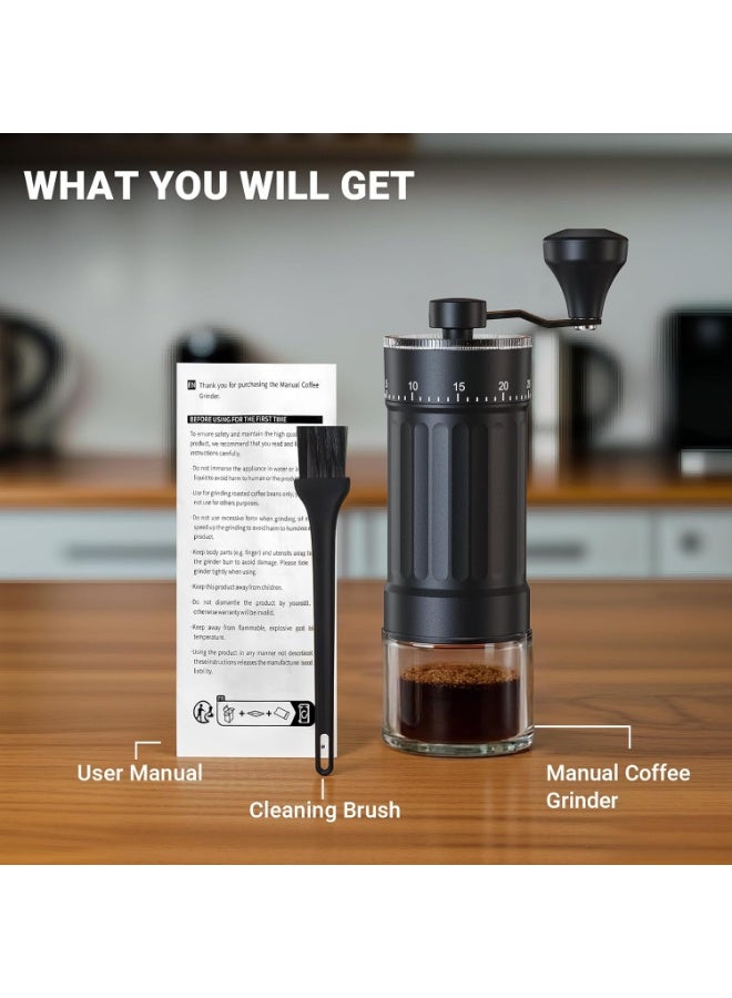 Mini manual coffee grinder with 40 adjustable grind settings, portable hand-cranked coffee bean grinder, 30g capacity, conical grinder with crank, suitable for travel, camping, office, espresso, pour-over coffee, etc. - Image 5