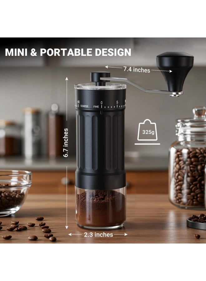 Mini manual coffee grinder with 40 adjustable grind settings, portable hand-cranked coffee bean grinder, 30g capacity, conical grinder with crank, suitable for travel, camping, office, espresso, pour-over coffee, etc. - Image 3