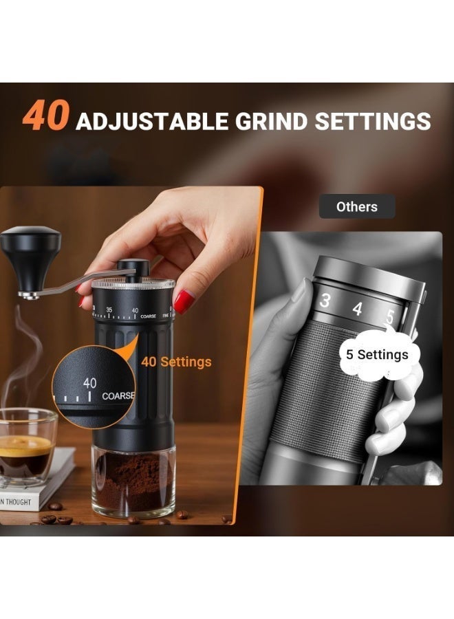 Mini manual coffee grinder with 40 adjustable grind settings, portable hand-cranked coffee bean grinder, 30g capacity, conical grinder with crank, suitable for travel, camping, office, espresso, pour-over coffee, etc. - Image 2
