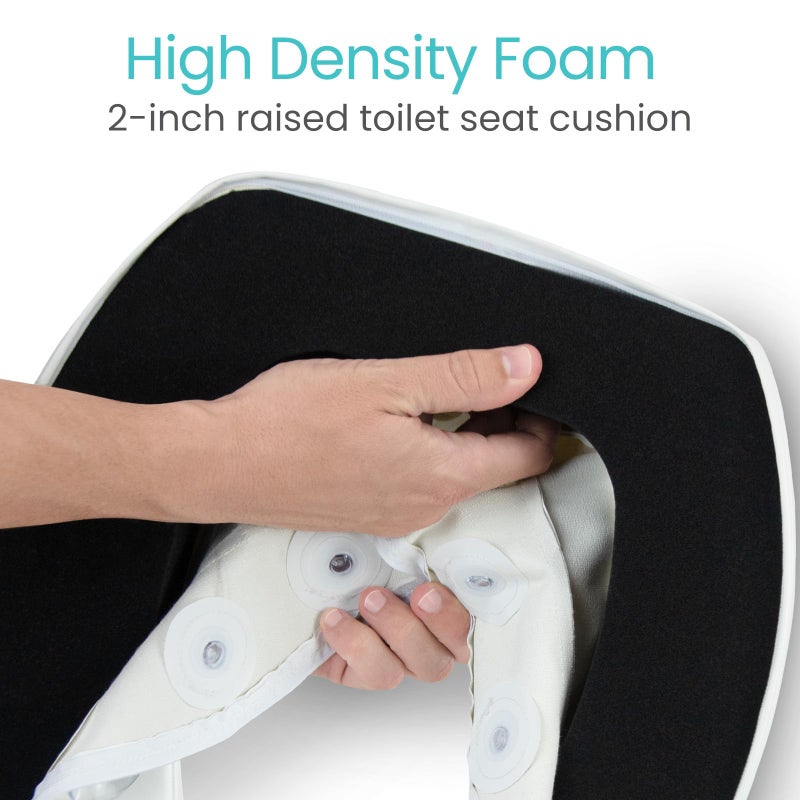 Vive Toilet Seat Riser Cushion for Seniors - Universal Fit - Raised Toilet Seat with High-Density Foam for Elongated & Standard - Firm Handle, Cushioned & Padded - Elevated Medical Handicap Lifter - Image 5
