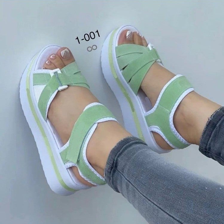 2023 Foreign Trade Women''s Shoes New Round Toe Thick Bottom Flat Women''s Flat Beach Sandals 43 Size - Image 4