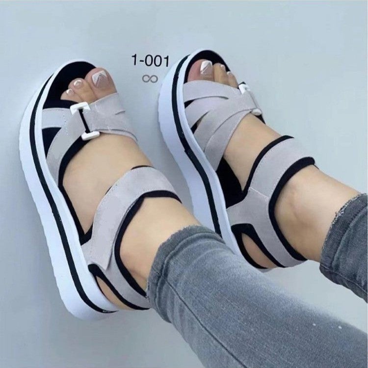 2023 Foreign Trade Women''s Shoes New Round Toe Thick Bottom Flat Women''s Flat Beach Sandals 43 Size - Image 3