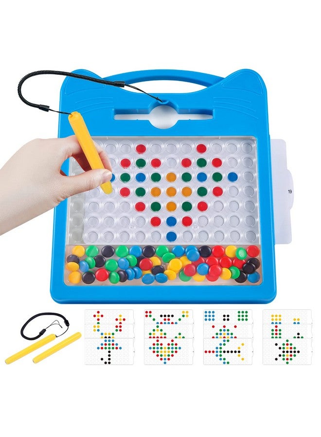 Svance Magnetic Drawing Board For Kids Toddler Magnet Doodle Board With Beads And 2 Pens Magnetic Dot Art Toys Airplane Car Travel Activities (Blue Cat) - Image 1