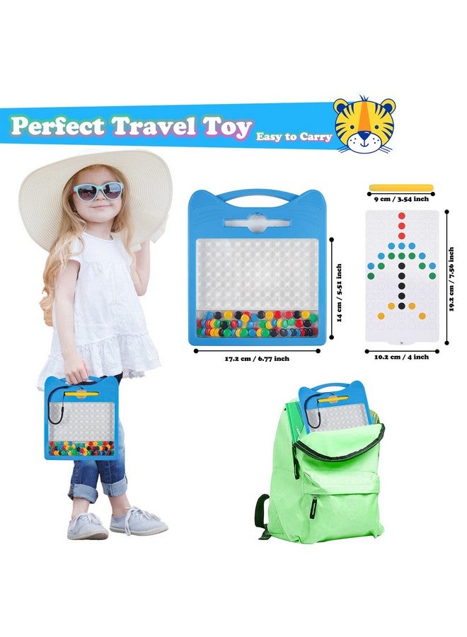 Svance Magnetic Drawing Board For Kids Toddler Magnet Doodle Board With Beads And 2 Pens Magnetic Dot Art Toys Airplane Car Travel Activities (Blue Cat) - Image 3