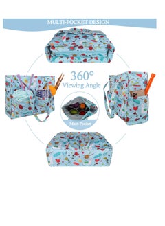 Excefore Craft Bag for Crochet Knitting Cross Stitch, Crochet Bags Knitting Tote, Portable Crochet Bag for Yarn Skeins, High Capacity & WaterProof, Knitting Bags Yarn Storage Bag, (Oxford Cloth, Blue)  - Image 3