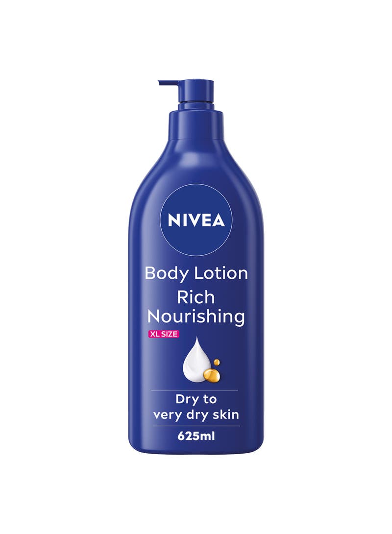 NIVEA Body Lotion for Dry to Very Dry Skin, Rich Nourishing, 48H Moisture, 625ml
