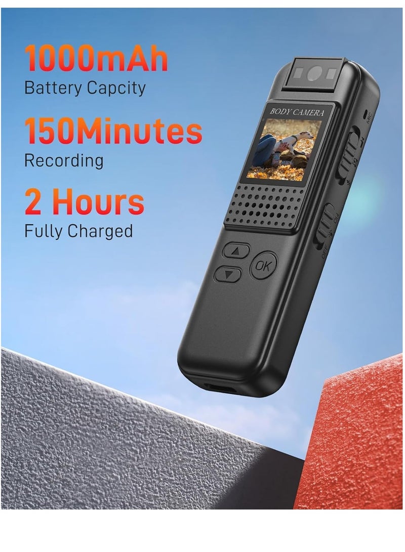 KASTWAVE K1 64G Mini Body Camera, 1080P HD Body Worn Cam Wearable with Rotatable Lens, 180¡ Body Mounted Camera with LED, Body Cam Video Recording for Riding, Pet, Office, Outdoor. - Image 5