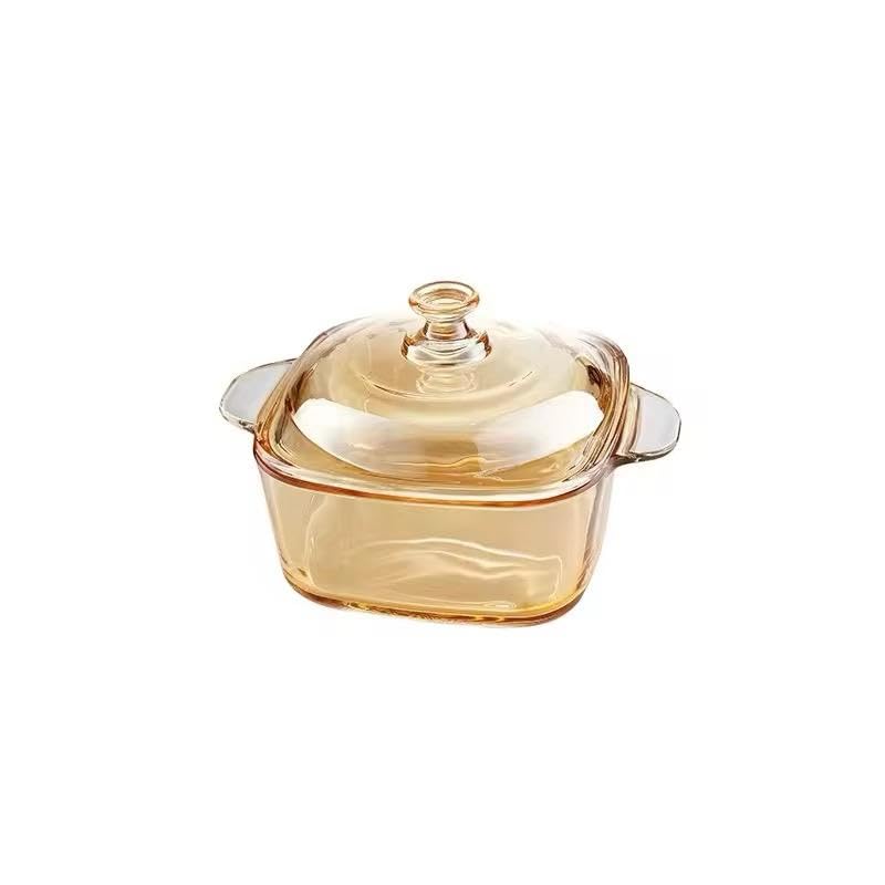 PrimeWorld 1 Pc Glass Casserole – 1000ml (1 Litre) | Amber Color | Heat-Resistant Borosilicate Glass Cook & Serve Bowl with Lid - Image 5