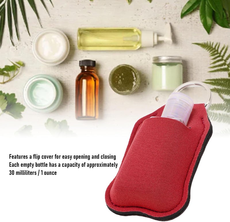 ZJchao Keychain Empty Squeeze Bottle, 30ml 20 Pcs Refillable Hand Sanitizer Keychain Travel Bottle Leak Proof Portable Empty Holder with Pouch for Camping Hiking Toiletries (Brown) - Image 2