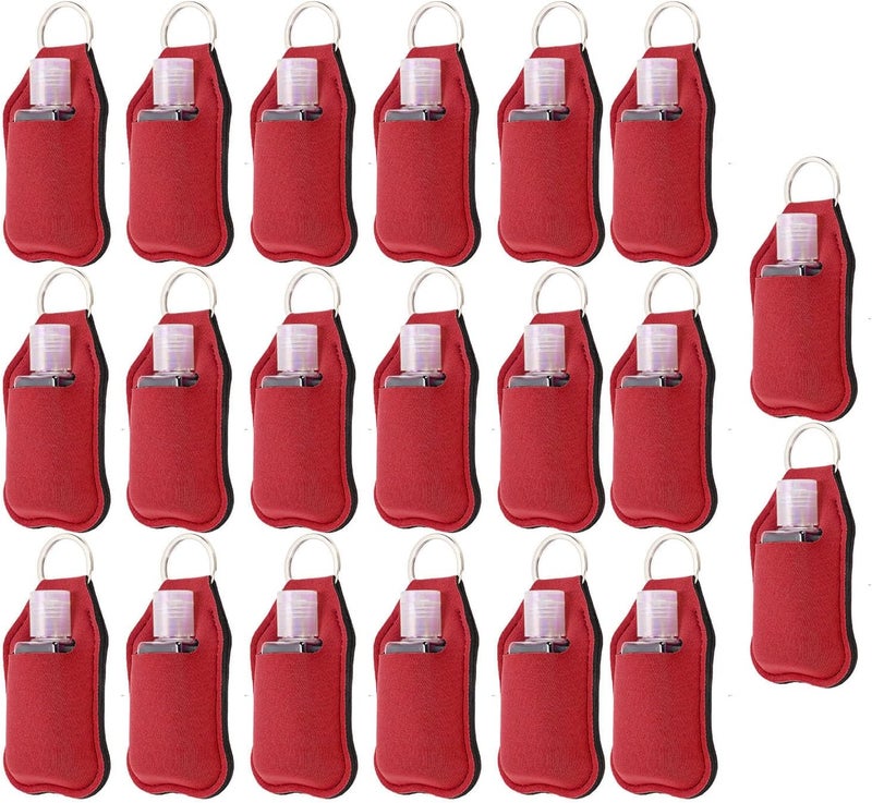 ZJchao Keychain Empty Squeeze Bottle, 30ml 20 Pcs Refillable Hand Sanitizer Keychain Travel Bottle Leak Proof Portable Empty Holder with Pouch for Camping Hiking Toiletries (Brown) - Image 1