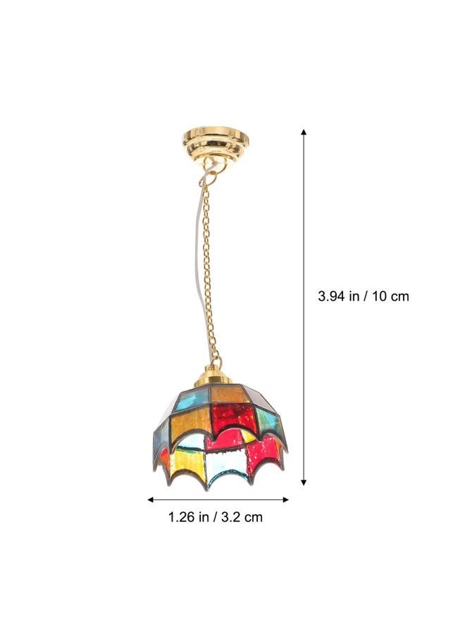 Uonlytech Mini Dollhouse Miniature Decoration Led Table Light Ceiling Lamp Battery Operated Light Dollhouse Accessories (With Battery) - Image 2