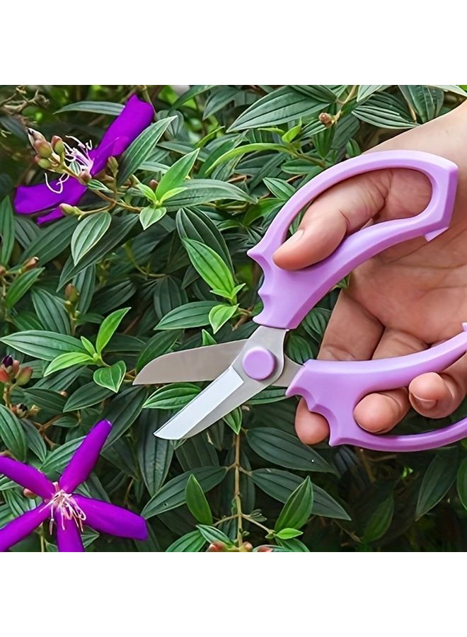 Purple Professional Pruning Shears Ergonomic Comfort Grip Stainless Steel Blades - Image 3
